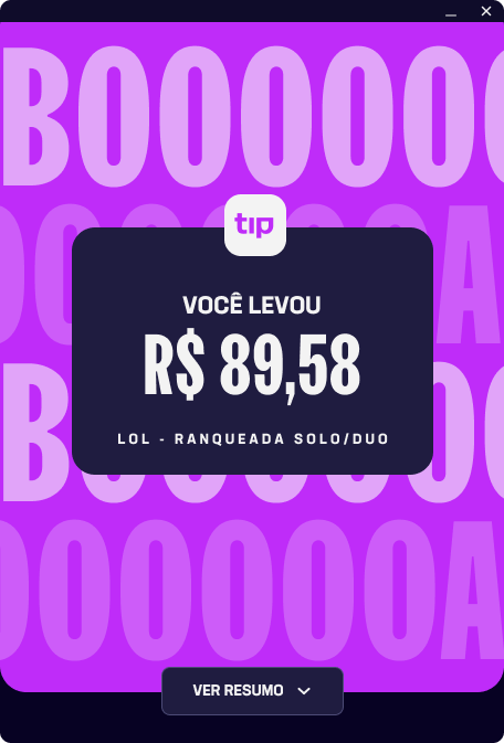 Tela de desafio cumprido na Tipspace